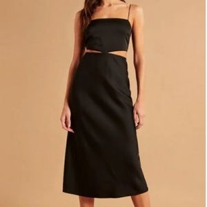 Abercrombie & Fitch Satin Cutout Midi Dress